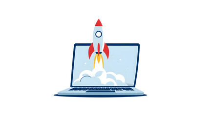 Space Rocket Icon Illustration on White Background