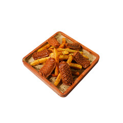 Seasoned Crispy Fries and sausage