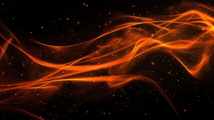 Fototapeta premium Vibrant and Dynamic Orange Light Trails on a Dark Background Creating an Abstract and Energetic Atmosphere for Creative Projects and Designs
