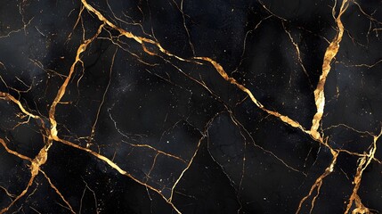Elegant Luxury Gold Marble Texture with Reflective Polished Surface and Deep Black Metallic Veins