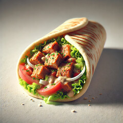 Delicious Chicken Shawarma Wrap with Fresh Vegetables and Sauce
