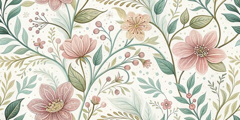 Long Exposure Spring Floral Hand Drawn Illustration Background