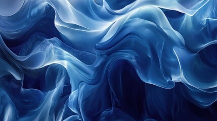Obraz premium Ethereal Waves of Azure Light: A Study in Fluid Motion and Translucent Textures Against a Deep Indigo Canvas