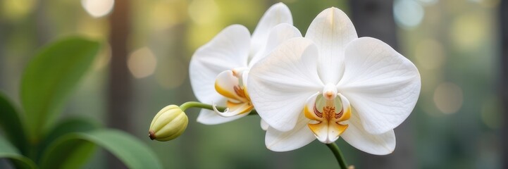 Single fresh orchid, vanilla fragrance, pure white , blossom, clean