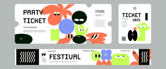 Сontrol ticket bracelets for events, disco, festival, fan zone, party, staff. Vector mockup of a festival bracelet in a futuristic style.	
