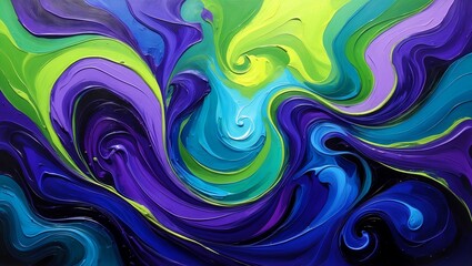 Fototapeta premium Vibrant abstract swirls of purple green and blue