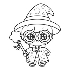 Boy becomes a wizard, for coloring