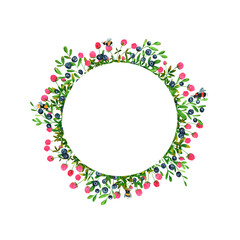 Watercolor wreath on white background. Summer frame wild flowers with bumblebees, butterflies and dragonflies. Perfect for postcard, poster, card, invitations, wedding, birthday.