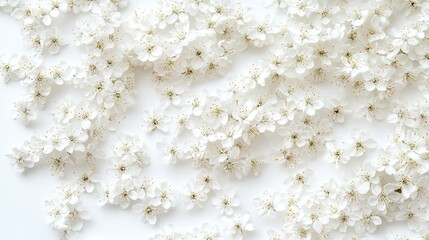 Background of scattered tropical white flowers 