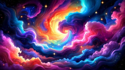 Obraz premium Vibrant cosmic dance of color and light
