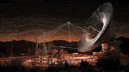 Massive Radio Telescope Receiving Cosmic Signals from Deep Space