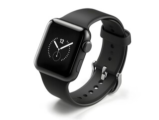 Sleek and Modern Black Smartwatch with Minimalist Design on White Background