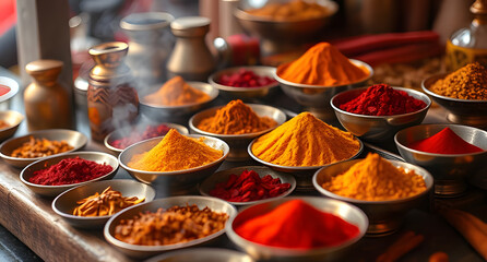 Golden saffron and bright red spices infuse the air as people prepare feasts for Navaratri