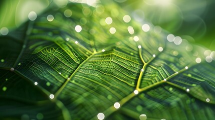 Hyper detailed Leaf with Embedded Solar Cells Symbolizing Eco friendly Energy Technology