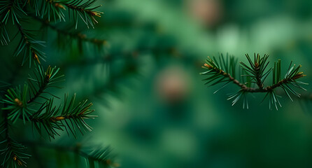 Obraz premium Rustic deep green pinewood abstract background. Classic Christmas tree essence. Cozy and nostalgic