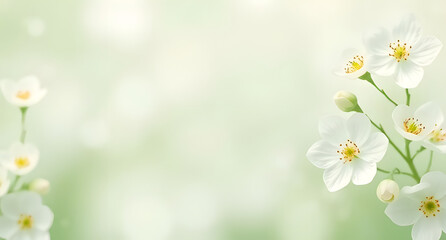 Soft mint green and white floral fresh abstract background. Springtime rebirth and joy