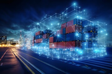 Global Business Logistics and Connectivity Containerized Freight Train for Import and Export