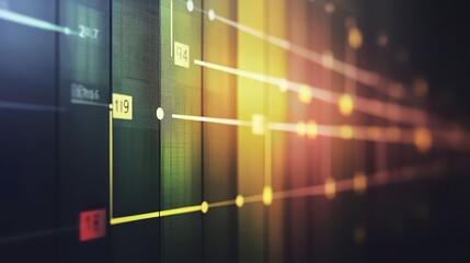 Abstract minimalist project timeline with gradient colors under soft ambient light