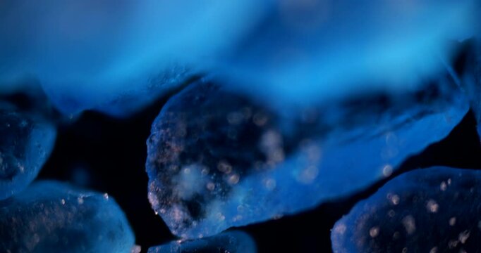 Detailed microscopy of CuSO4 crystals showing agricultural, educational and future high-tech applications at 100x magnification