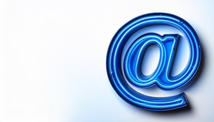 블루 네온 스타일의 '@' 기호가 빛나는 배경화면