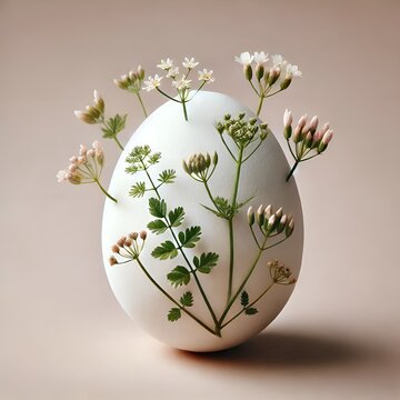egg with plants symbol new gowth life nature easter
