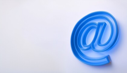 블루 네온 스타일의 '@' 기호가 빛나는 배경화면