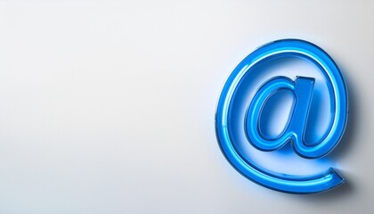 블루 네온 스타일의 '@' 기호가 빛나는 배경화면