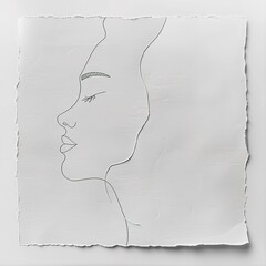A woman's face is drawn on a piece of paper