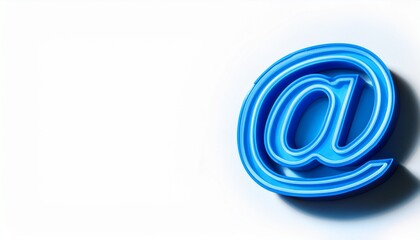 블루 네온 스타일의 '@' 기호가 빛나는 배경화면