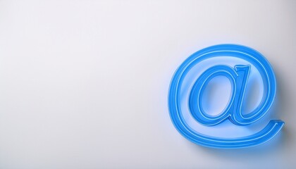 블루 네온 스타일의 '@' 기호가 빛나는 배경화면