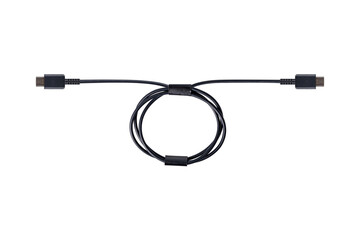 USB Type C cable isolated on transparent background.