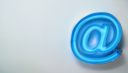 Obraz premium 블루 네온 스타일의 '@' 기호가 빛나는 배경화면