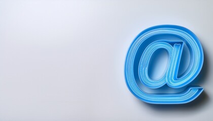 블루 네온 스타일의 '@' 기호가 빛나는 배경화면