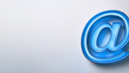 블루 네온 스타일의 '@' 기호가 빛나는 배경화면