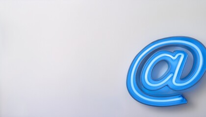 블루 네온 스타일의 '@' 기호가 빛나는 배경화면