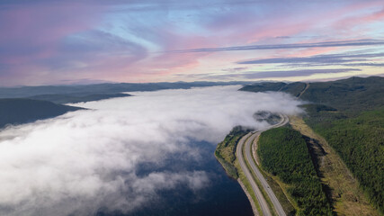 road in the mountains morning