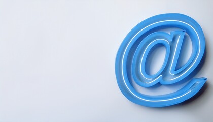 블루 네온 스타일의 '@' 기호가 빛나는 배경화면