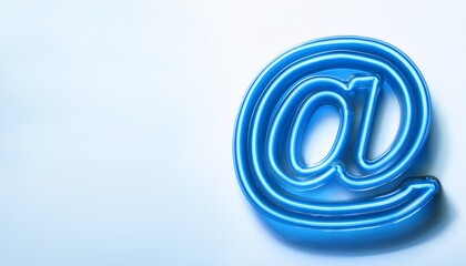 블루 네온 스타일의 '@' 기호가 빛나는 배경화면