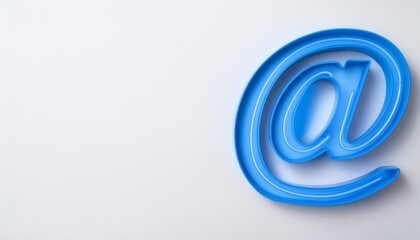 블루 네온 스타일의 '@' 기호가 빛나는 배경화면