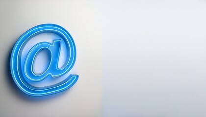 블루 네온 스타일의 '@' 기호가 빛나는 배경화면