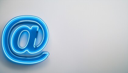 블루 네온 스타일의 '@' 기호가 빛나는 배경화면