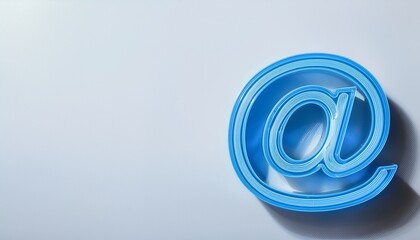 블루 네온 스타일의 '@' 기호가 빛나는 배경화면