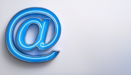 블루 네온 스타일의 '@' 기호가 빛나는 배경화면