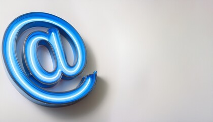 블루 네온 스타일의 '@' 기호가 빛나는 배경화면