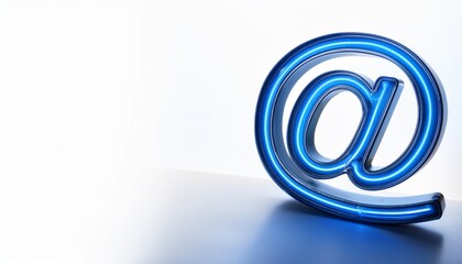 블루 네온 스타일의 '@' 기호가 빛나는 배경화면