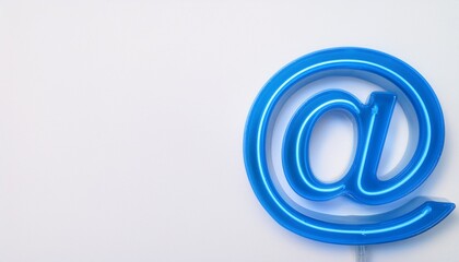 블루 네온 스타일의 '@' 기호가 빛나는 배경화면