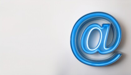 블루 네온 스타일의 '@' 기호가 빛나는 배경화면