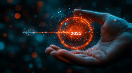 hand with binary code background