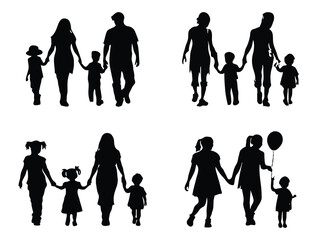 vector silhouettes of family