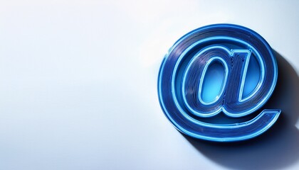 블루 네온 스타일의 '@' 기호가 빛나는 배경화면